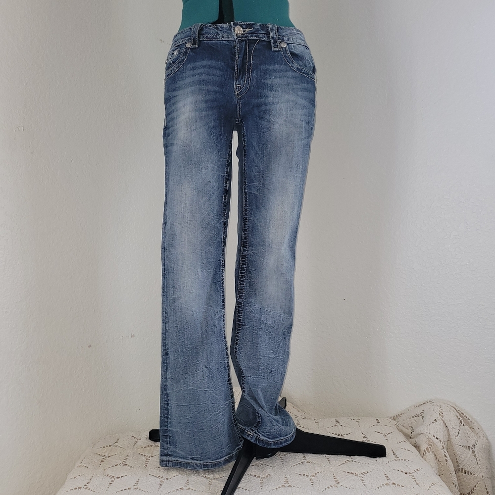 Miss Me Blue Washed Flare Jeans